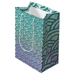 Bolsa De Regalo Mediana Purpurina Mermaid Green y Purple Faux
