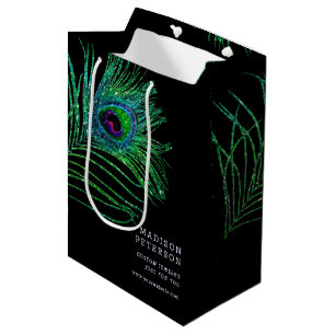 Bolsa De Regalo Mediana Purpurina moderno Feather Boho Moda