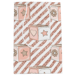 Bolsa De Regalo Mediana Purpurina PINK & TAN MIRA BLOQUES DE BEBÉ