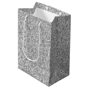 Bolsa De Regalo Mediana Purpurina plateado Glitz