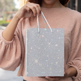 Bolsa De Regalo Mediana Purpurina plateado Textura Diamante blanco esparci