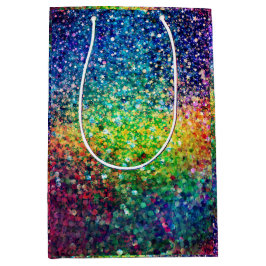 Bolsa De Regalo Mediana Purpurina retro multicolor Guay y patrón de destel