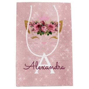 Bolsa De Regalo Mediana Purpurina rosado Rubor Rosa Kitten