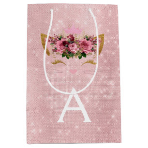 Bolsa De Regalo Mediana Purpurina rosado Rubor Rosa Kitten