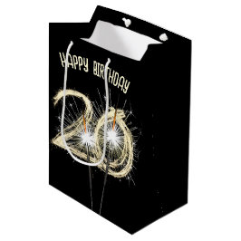 Bolsa De Regalo Mediana Purpurinas doradas para 20 cumpleaños 