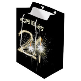 Bolsa De Regalo Mediana Purpurinas doradas para cumpleaños 21