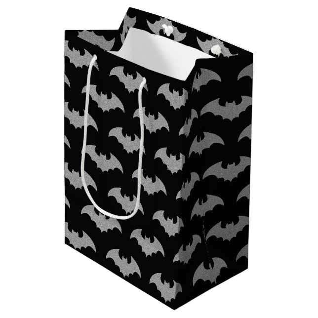 Bolsa De Regalo Mediana Purpurinoso Bat Halloween (Angulo Anverso)