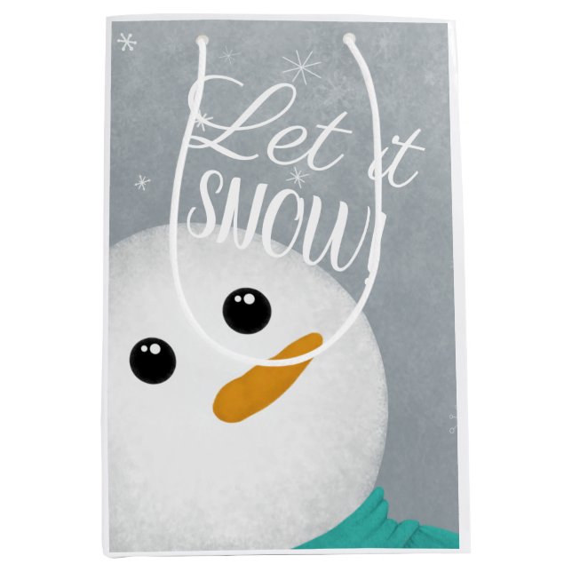 Bolsa De Regalo Mediana Que Nieva Snowman (Anverso)