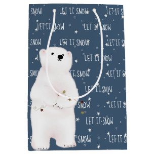 Bolsa De Regalo Mediana QUE NIEVE Oso Polar Sobre Las Estrellas