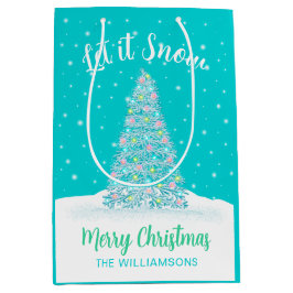 Bolsa De Regalo Mediana Que nieve Verde azulada Aqua Navidad Árbol de Navi