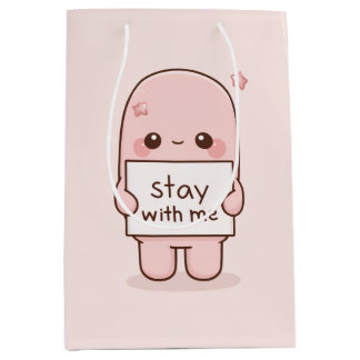 Bolsa De Regalo Mediana Quédate Conmigo Diseño de Cita Estética Romántica