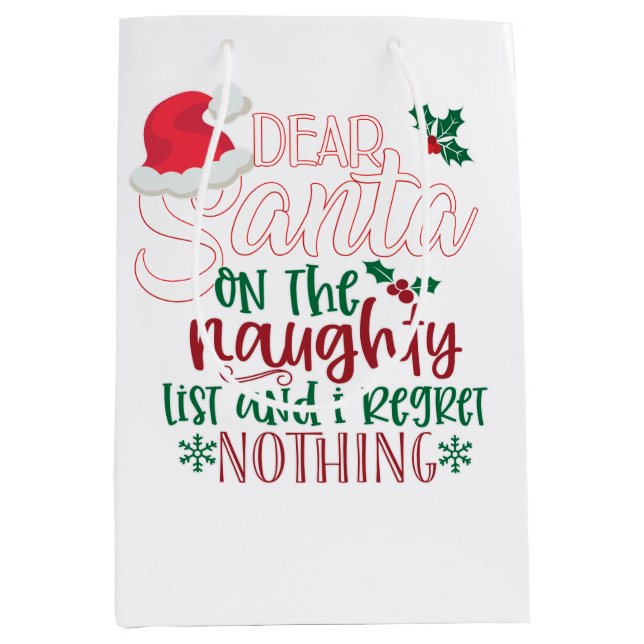 Bolsa De Regalo Mediana Querido Santa I, no lamento nada (Anverso)