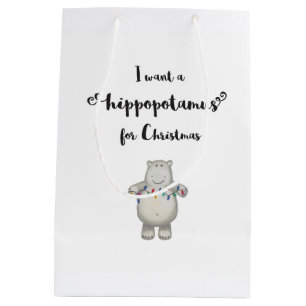 Bolsa De Regalo Mediana Quiero un Hippopotamus para el navidad - bolso del