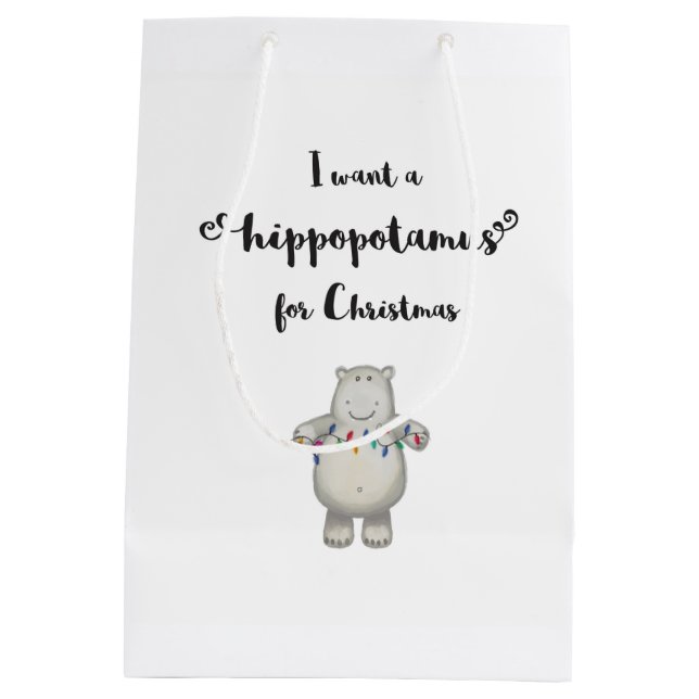 Bolsa De Regalo Mediana Quiero un Hippopotamus para el navidad - bolso del (Reverso)