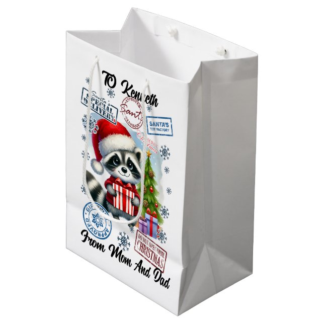 Bolsa De Regalo Mediana Raccoon Santa Sack & Tratamiento (Angulo Anverso)