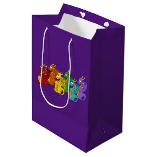 Bolsa De Regalo Mediana Rainbow colorful dragons cartoon 