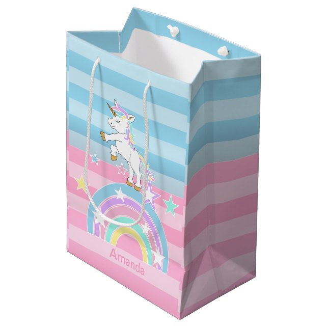 Bolsa De Regalo Mediana Rainbow Unicorns (Angulo Anverso)