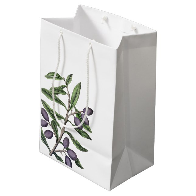 Bolsa De Regalo Mediana Rama de árbol de oliva | Púrpura Verde (Angulo reverso)