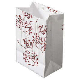Bolsa De Regalo Mediana Ramas de bayas minimalistas navideñas festivas