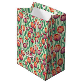 Bolsa De Regalo Mediana Ramo de tulipanes verde oliva