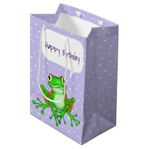 Bolsa De Regalo Mediana Rana verde con puntos de polka