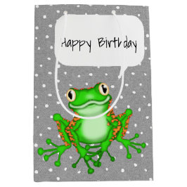 Bolsa De Regalo Mediana Rana verde con puntos de polka