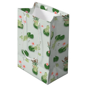 Bolsa De Regalo Mediana Ranas Lindas en Estanque de Lirios