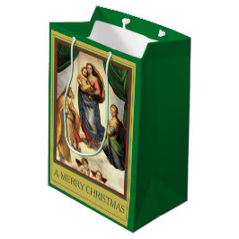 Bolsa De Regalo Mediana Raphael A MERRY NAVIDAD Madonna y Cristo Niño