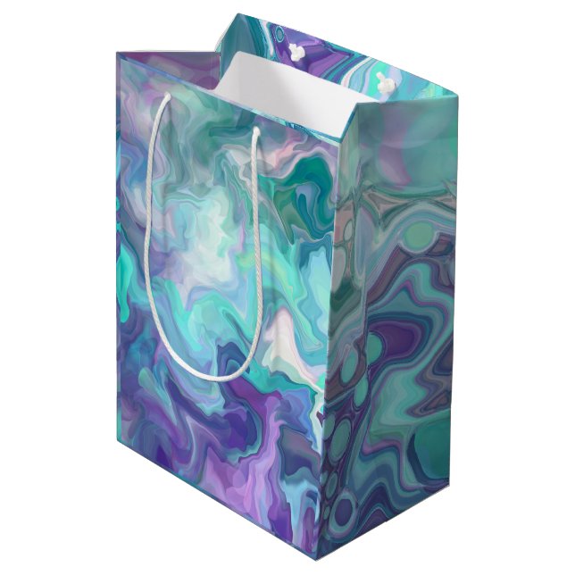 Bolsa De Regalo Mediana Rapsodia púrpura y azul | Arte abstracto (Angulo reverso)