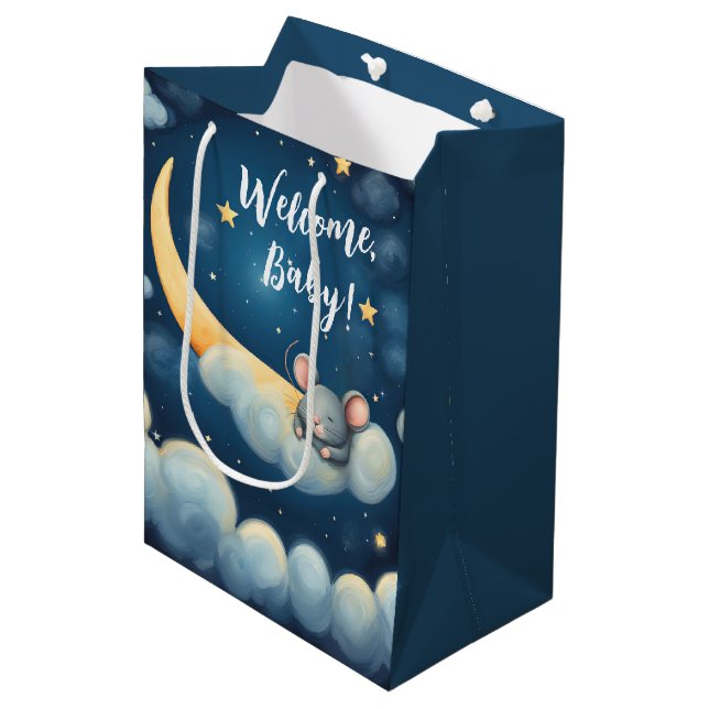 Bolsa De Regalo Mediana Ratón bebé durmiendo en la nube (Angulo Anverso)