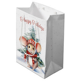 Bolsa De Regalo Mediana Ratón De Navidades Cuidados En Copos De Nieve