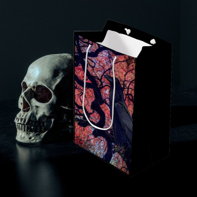 Bolsa De Regalo Mediana Raven negro y arce japonés brillante (In Situ)