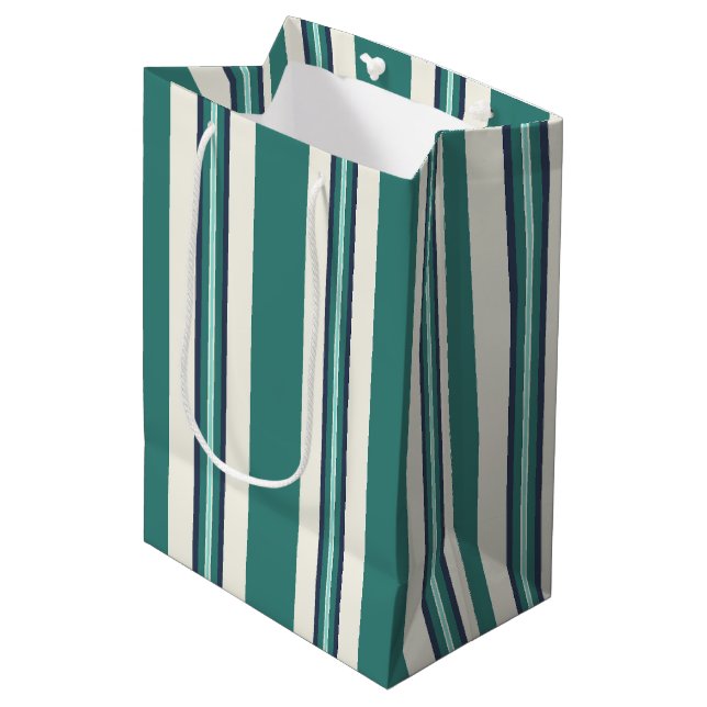 Bolsa De Regalo Mediana Rayado Verde  (Angulo Anverso)