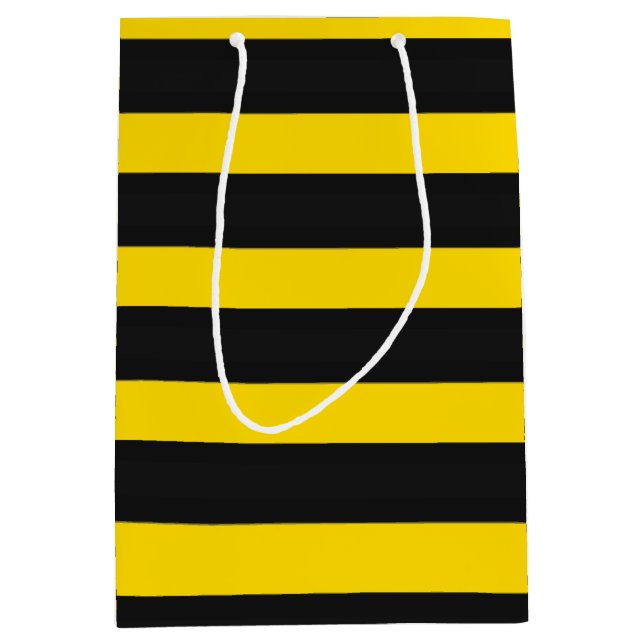 Bolsa De Regalo Mediana Rayas Abeja-Inspiradas amarillas y negras (Anverso)