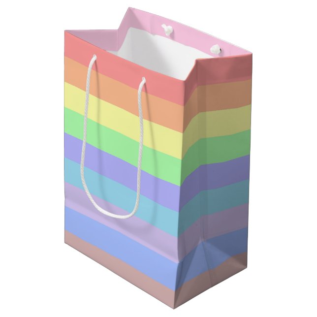Bolsa De Regalo Mediana Rayas arcoiris pasteles (Angulo Anverso)
