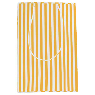 Bolsa De Regalo Mediana Rayas blancas de flecha amarilla y blanca cálidas
