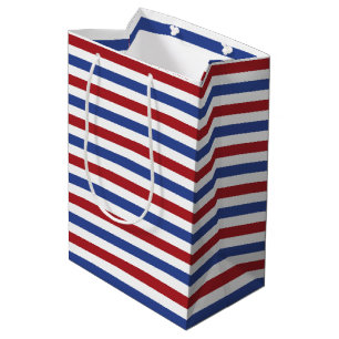 Bolsa De Regalo Mediana Rayas blancas rojas y azules