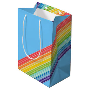 Bolsa De Regalo Mediana Rayas de arco iris diagonales