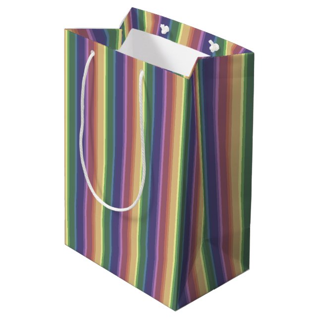 Bolsa De Regalo Mediana Rayas de arco iris mudas (Angulo reverso)