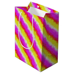 Bolsa De Regalo Mediana Rayas de arco iris rosado de Artdeco