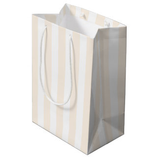 Bolsa De Regalo Mediana Rayas de caramelo beige y blanco