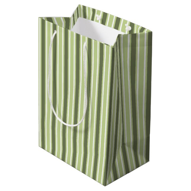 Bolsa De Regalo Mediana Rayas de caramelo de oliva y blanco (Angulo reverso)