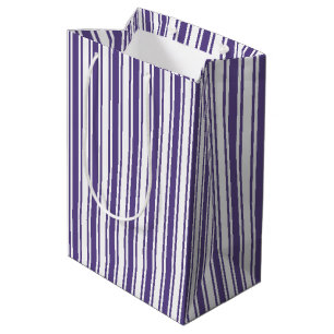 Bolsa De Regalo Mediana Rayas de caramelos ultravioletas y blancas