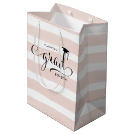 Bolsa De Regalo Mediana Rayas del rosa del casquillo del graduado