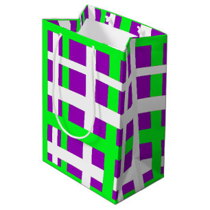 Bolsa De Regalo Mediana Rayas entrelazadas Black Green Purple