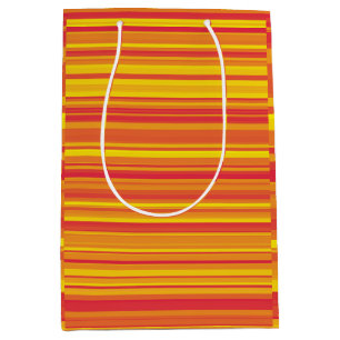 Bolsa De Regalo Mediana Rayas Naranjas Rojas Amarillas