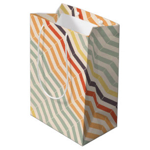 Bolsa De Regalo Mediana Rayas neutrales del zigzag de Chevron
