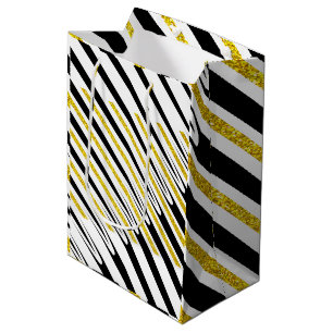 Bolsa De Regalo Mediana Rayas Patrón Multicolor Purpurina de oro Artsy 202