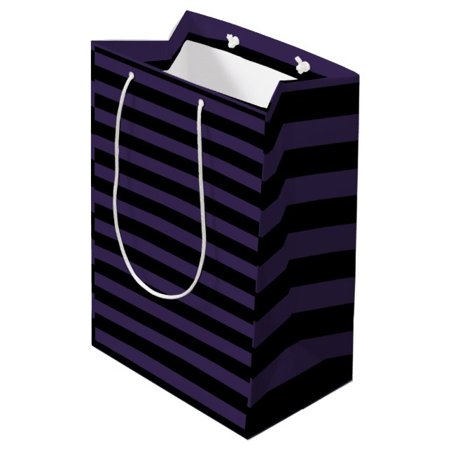 Bolsa De Regalo Mediana Rayas púrpura y negra, gótica (Angulo reverso)