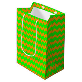 BOLSA DE REGALO MEDIANA RAYAS SERPENTEANTES DE HALLOWEEN VERDES Y NARANJAS